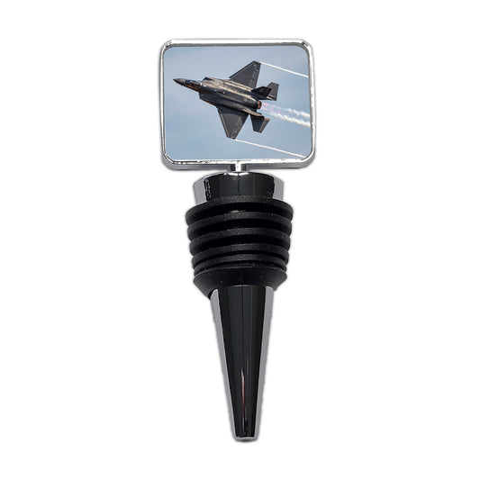 F-35 Plane Afterburners Streaking Through Sky Wine Bottle Stopper