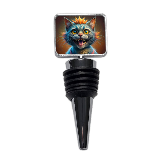 Funny Funky Crazy Cat Wine Bottle Stopper