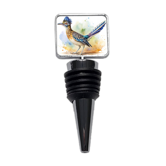 Greater Roadrunner New Mexico State Bird Watercolor Wine Bottle Stopper
