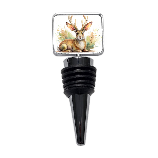 Jackalope Watercolor Wine Bottle Stopper