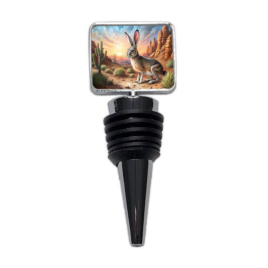 Jackrabbit In Desert Wine Bottle Stopper