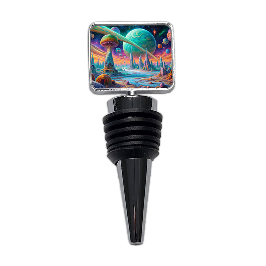 Psychedelic Alien Planet Vibrant Colors Wine Bottle Stopper