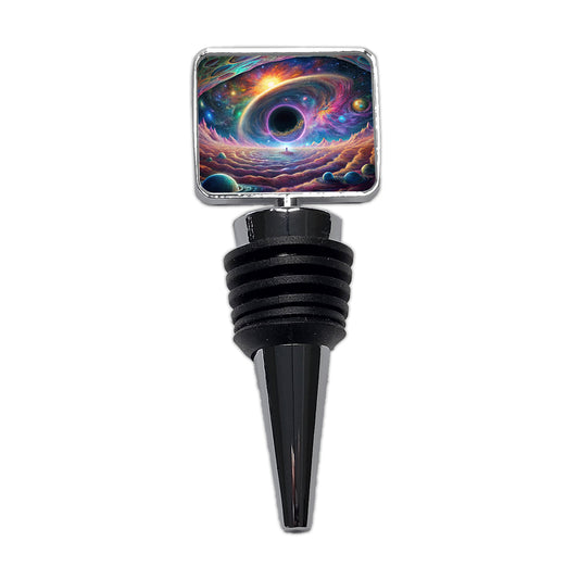 Psychedelic Black Hole Galaxy Space Vibrant Colors Wine Bottle Stopper