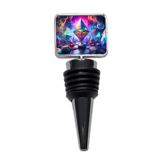 Psychedelic Crystals and Prisms Vibrant Colors Wine Bottle Stopper