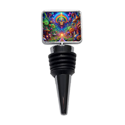 Psychedelic Fantasy Crazy Colorful Scene Wine Bottle Stopper