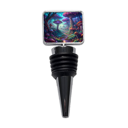 Psychedelic Fantasy Forest Vibrant Colors Wine Bottle Stopper