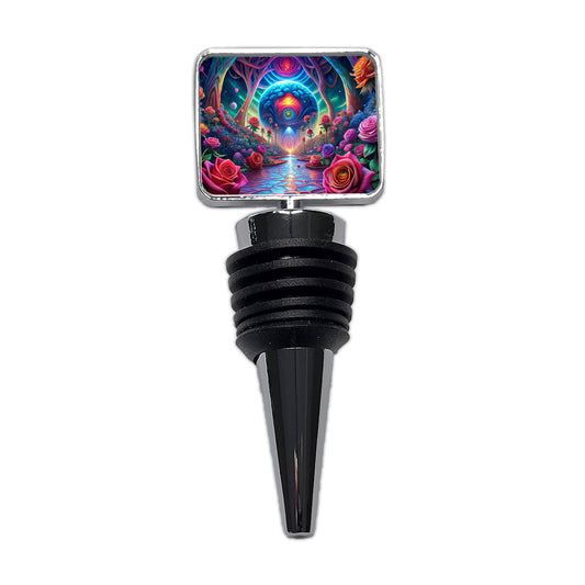 Psychedelic Lots of Colorful Roses Design Wine Bottle Stopper