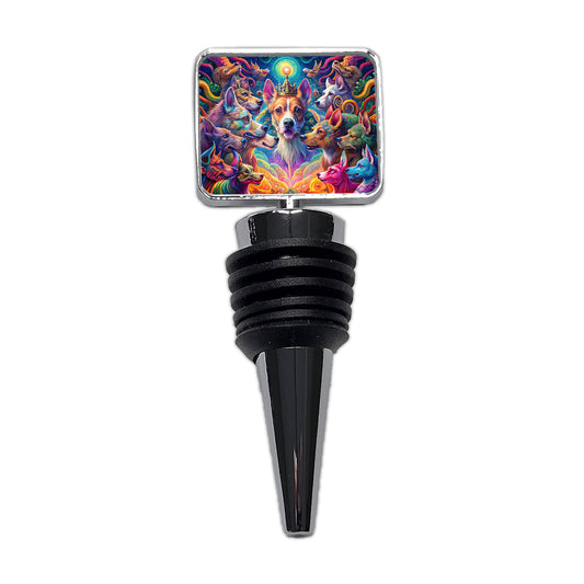 Psychedelic Lots of Dogs Vibrant Colors Wine Bottle Stopper
