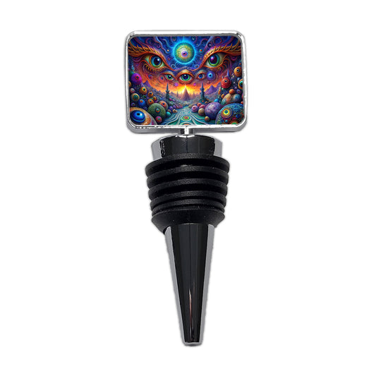 Psychedelic Lots of Eyes Vibrant Colors Wine Bottle Stopper