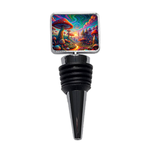 Psychedelic Lots of Mushrooms Vibrant Colors Wine Bottle Stopper