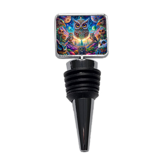 Psychedelic Lots of Owls Vibrant Colors Wine Bottle Stopper