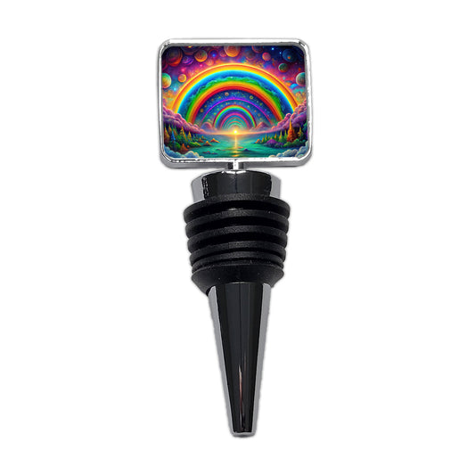 Psychedelic Lots of Rainbows Colors Wine Bottle Stopper