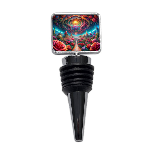 Psychedelic Lots of Roses Vibrant Colors Wine Bottle Stopper