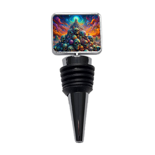 Psychedelic Pile Of Skulls Vibrant Colors Wine Bottle Stopper
