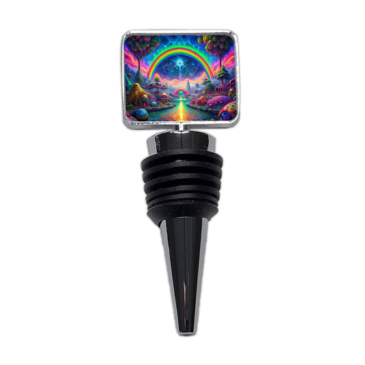Psychedelic Rainbow Scene Wine Bottle Stopper