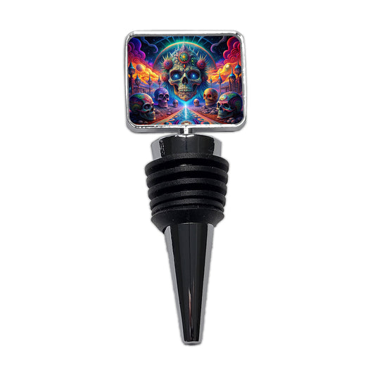 Psychedelic Skulls Design Wine Bottle Stopper