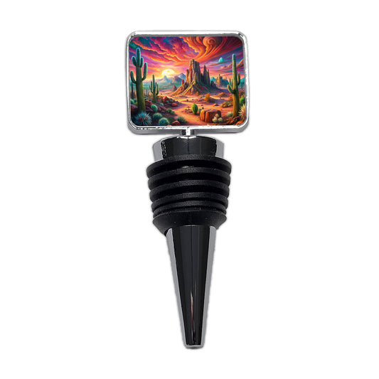 Psychedelic Southwest Desert Scene Wine Bottle Stopper