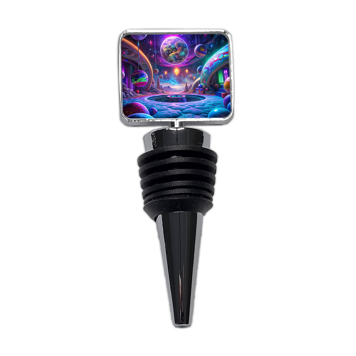 Psychedelic Space Planets Design Wine Bottle Stopper