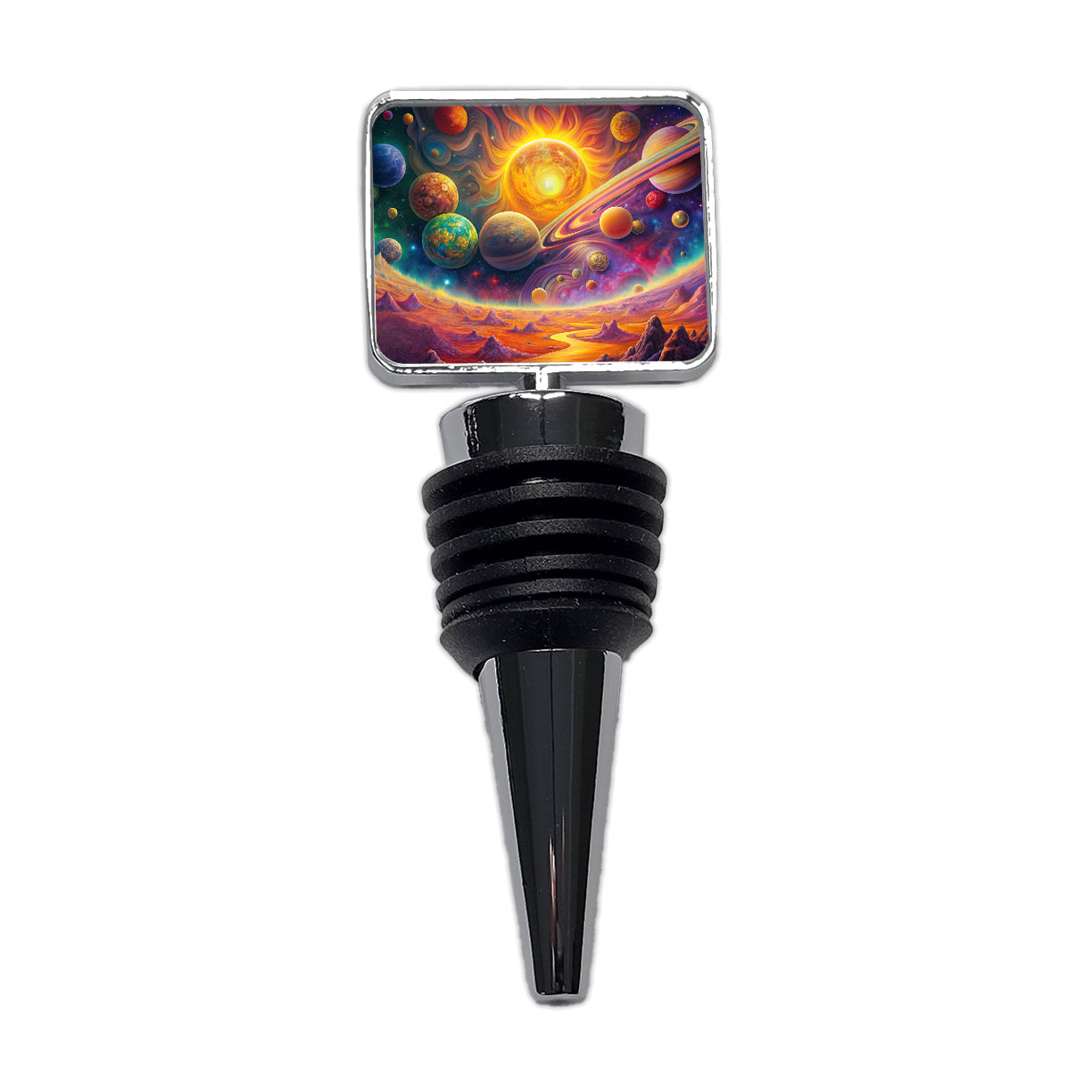 Psychedelic Sun And Planets Solar System Wine Bottle Stopper