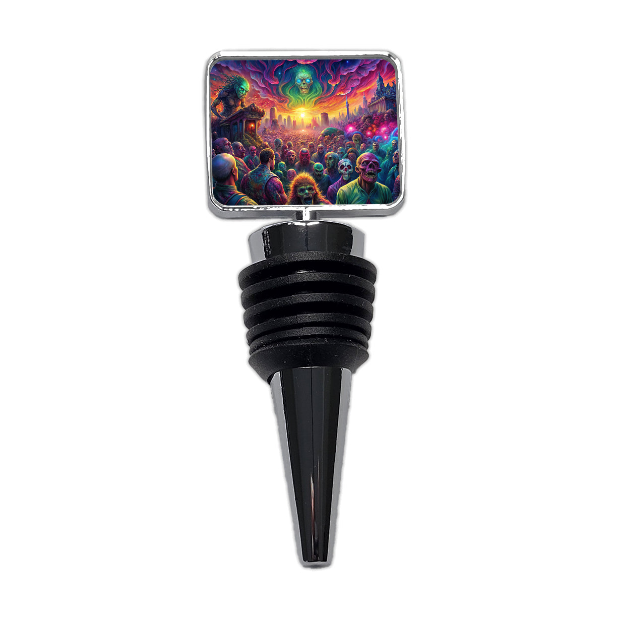 Psychedelic Zombie Outbreak Wine Bottle Stopper