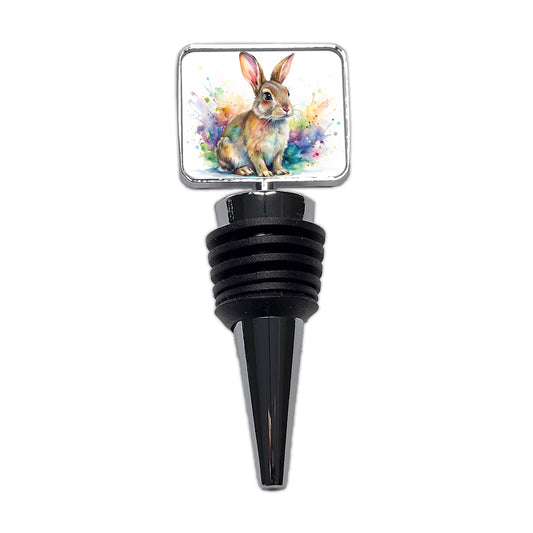 Rabbit Bunny Watercolor Wine Bottle Stopper