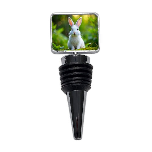 White Bunny Rabbit Wine Bottle Stopper
