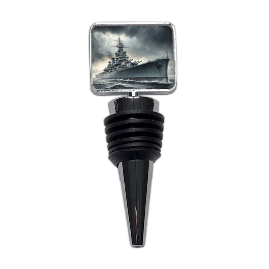 WWII Battleship At Sea Wine Bottle Stopper