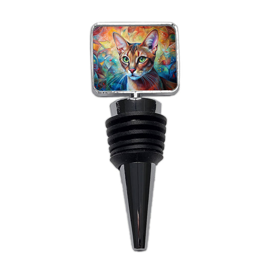 Abyssinian Cat Abstract Art Wine Bottle Stopper