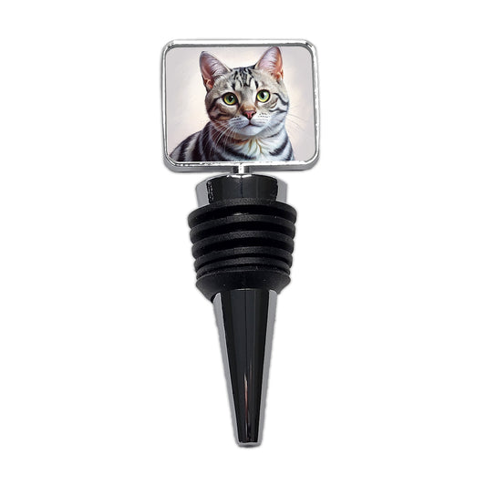 American Shorthair Cat Illustration Wine Bottle Stopper