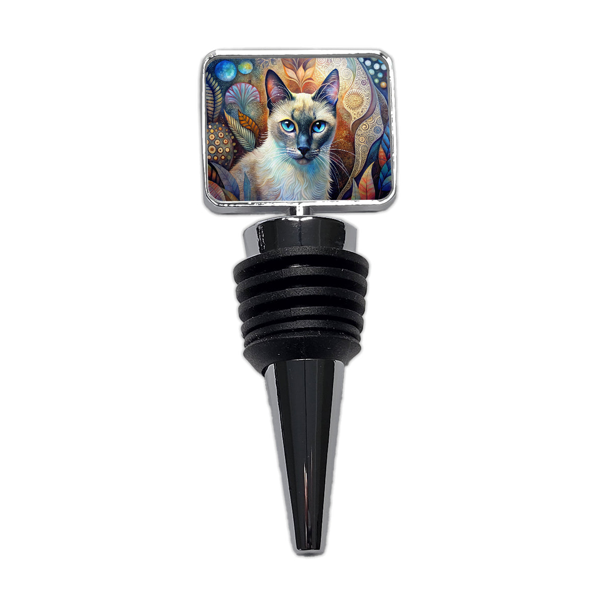 Balinese Cat Abstract Art Wine Bottle Stopper