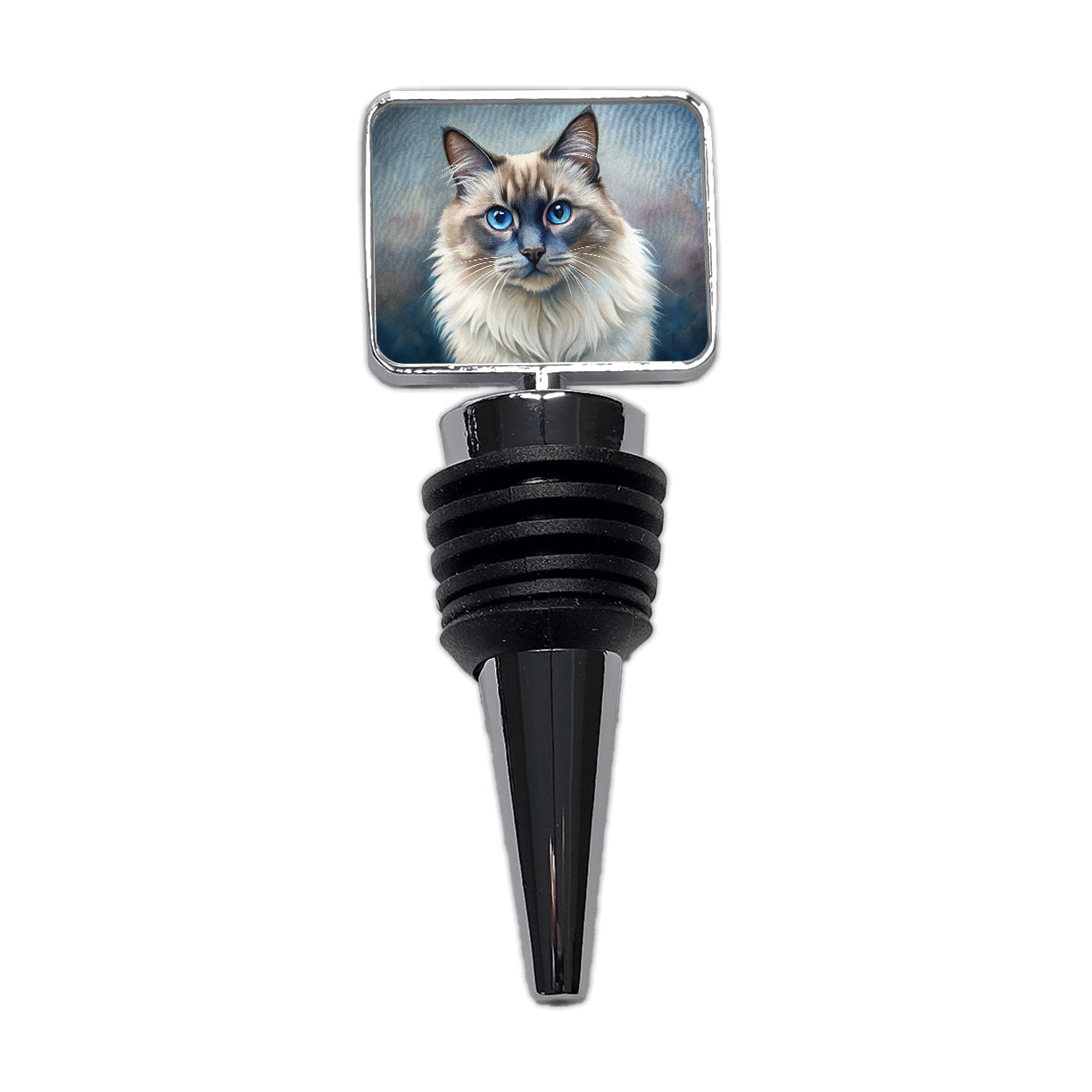 Balinese Cat Illustration Wine Bottle Stopper