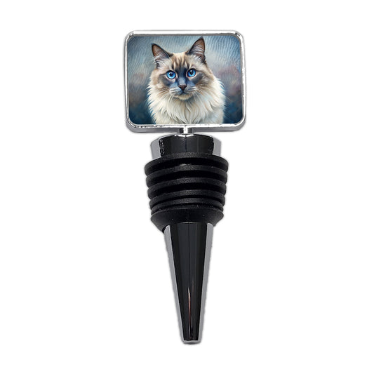 Balinese Cat Illustration Wine Bottle Stopper