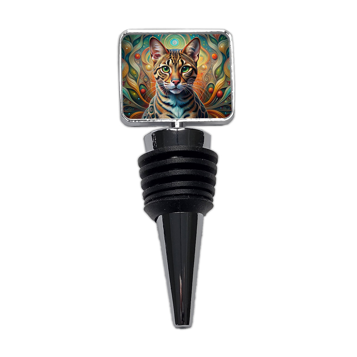 Bengal Cat Abstract Art Wine Bottle Stopper