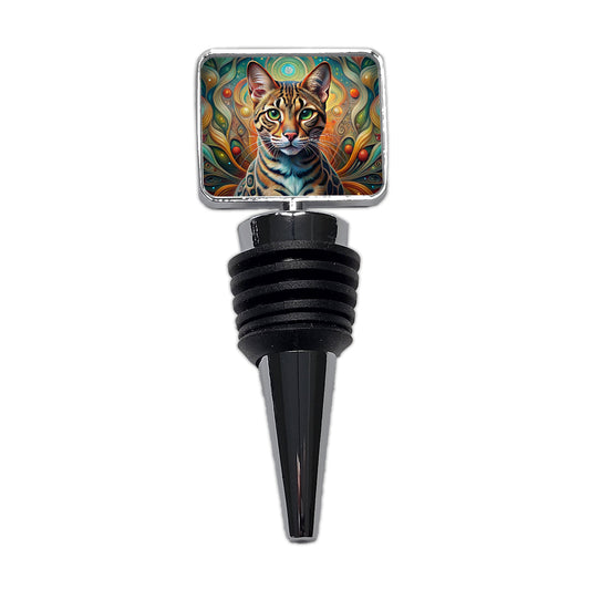Bengal Cat Abstract Art Wine Bottle Stopper