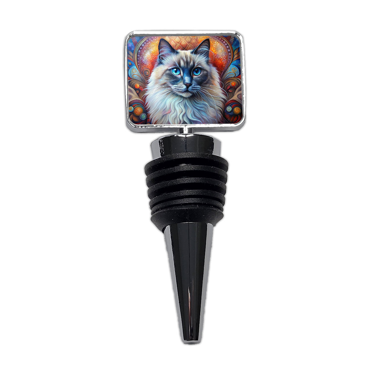 Birman Cat Abstract Art Wine Bottle Stopper