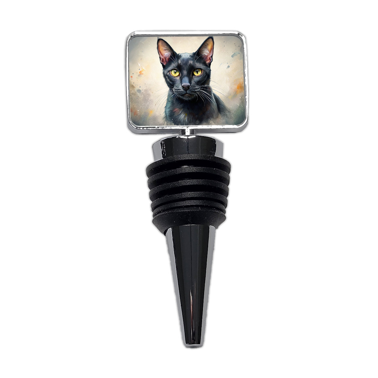 Bombay Black Cat Illustration Wine Bottle Stopper