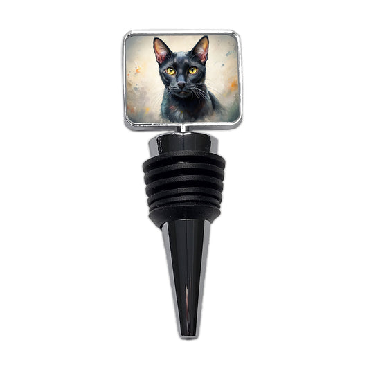 Bombay Black Cat Illustration Wine Bottle Stopper