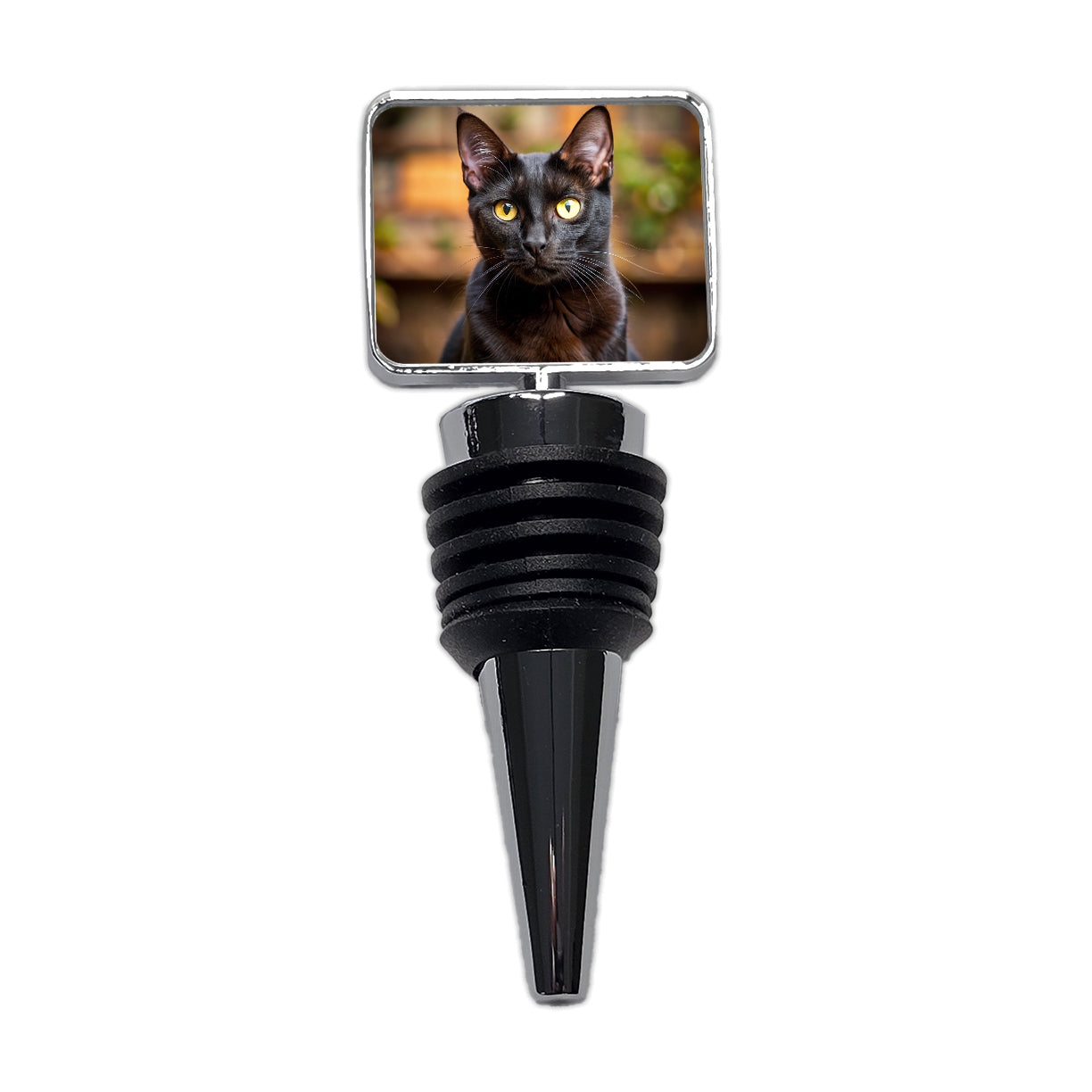 Bombay Black Cat Photo Wine Bottle Stopper