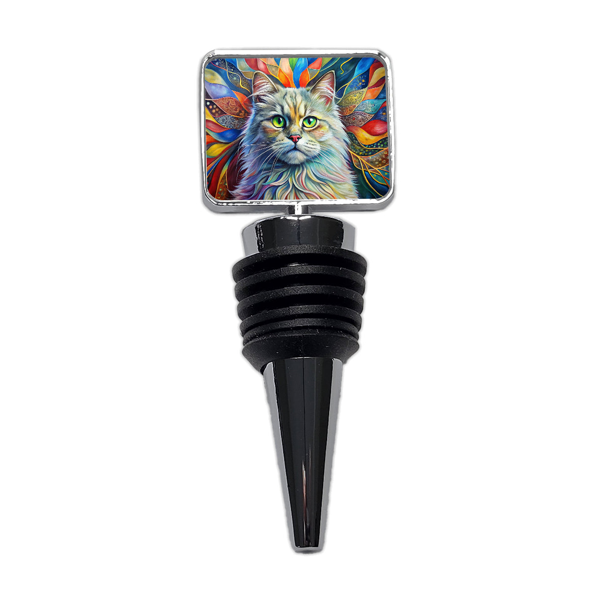 British Longhair Cat Abstract Art Wine Bottle Stopper