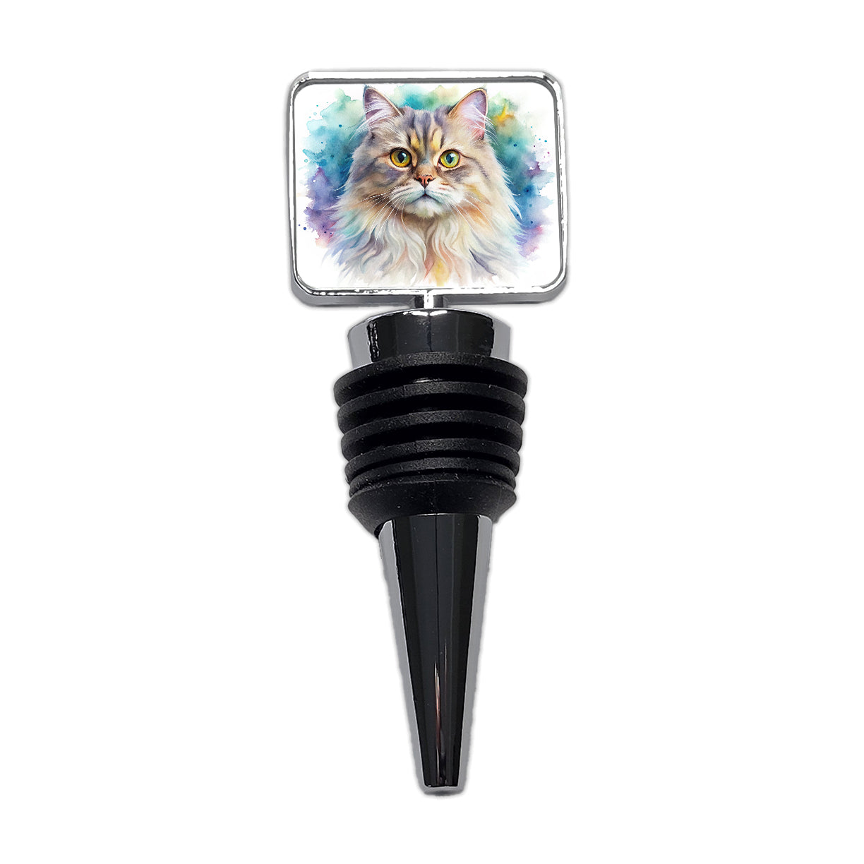 British Longhair Cat Watercolor Style Wine Bottle Stopper
