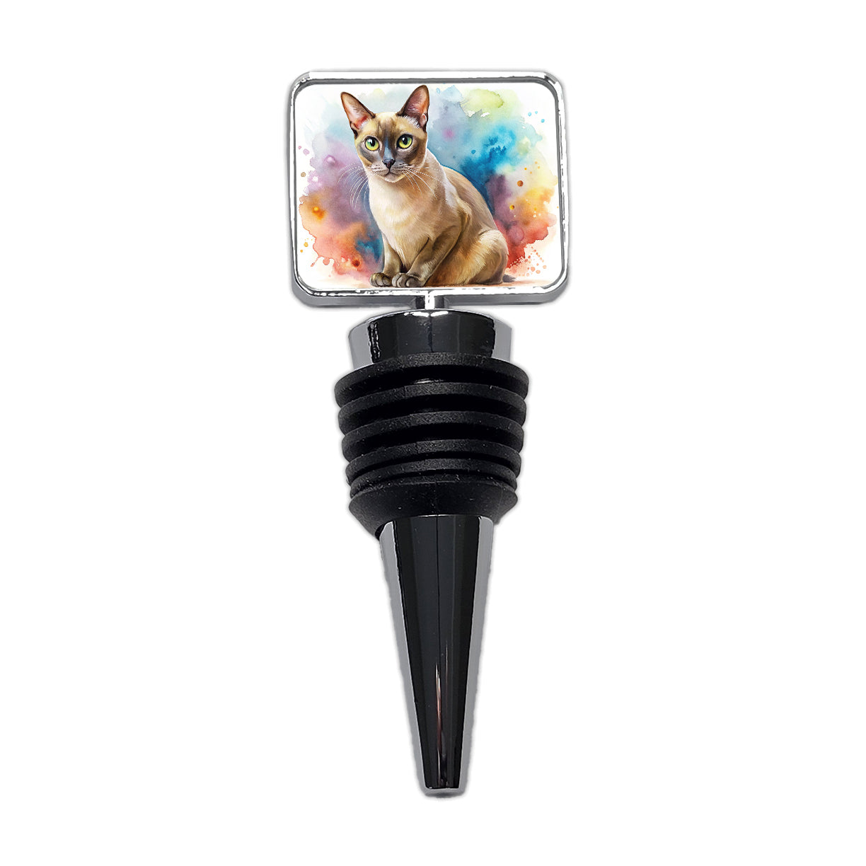 Burmese Cat Watercolor Style Wine Bottle Stopper