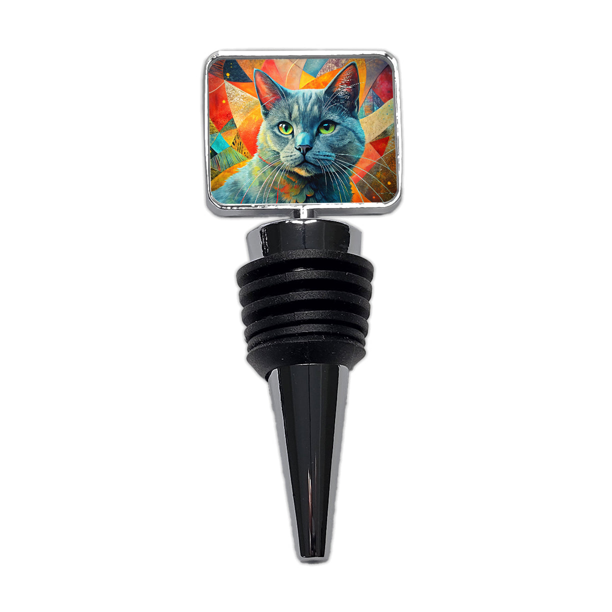 Chartreux Cat Abstract Art Wine Bottle Stopper