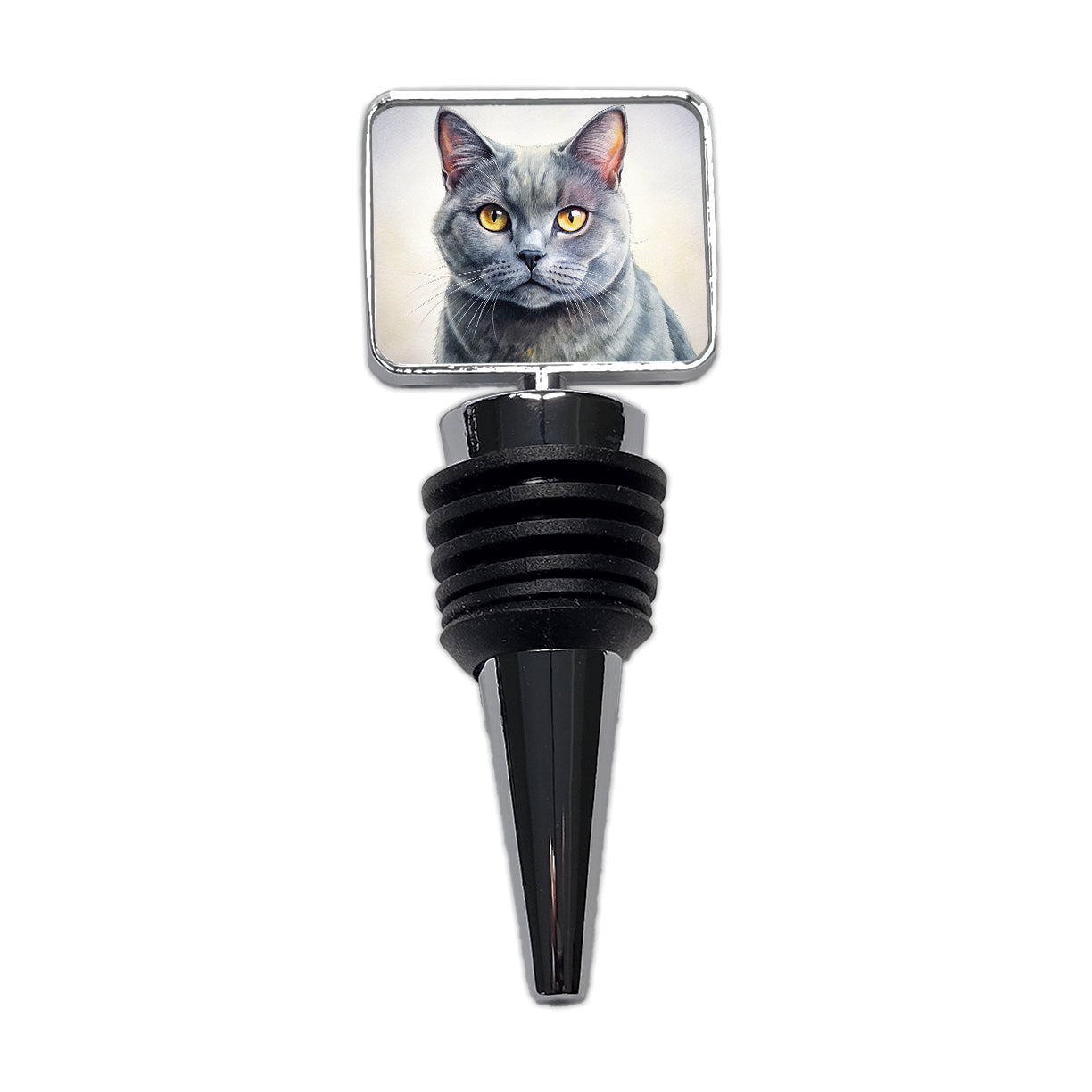 Chartreux Cat Illustration Wine Bottle Stopper