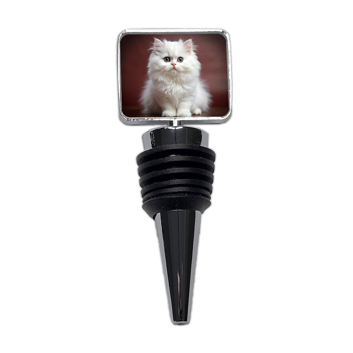 Classic Persian White Cat Kitten Photo Wine Bottle Stopper