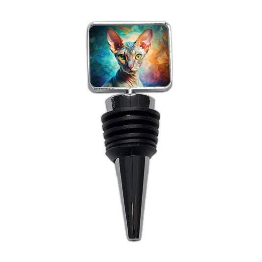 Cornish Rex Cat Abstract Art Wine Bottle Stopper