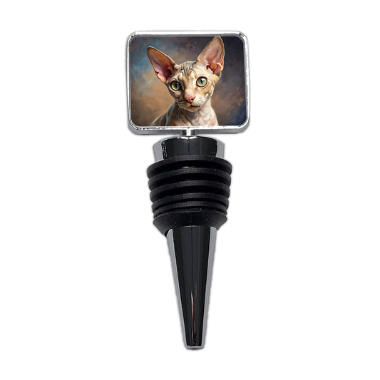 Cornish Rex Cat Illustration Wine Bottle Stopper