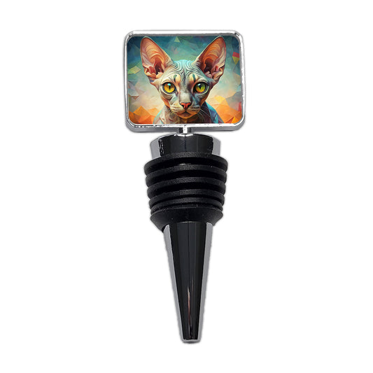 Devon Rex Cat Abstract Art Wine Bottle Stopper