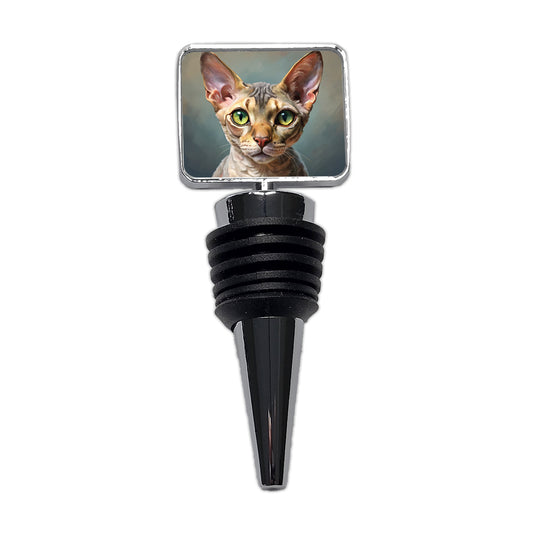 Devon Rex Cat Illustration Wine Bottle Stopper