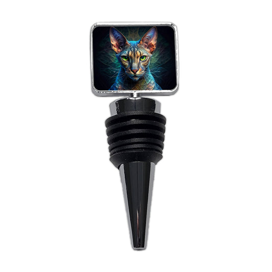 Egyptian Mau Cat Abstract Art Wine Bottle Stopper