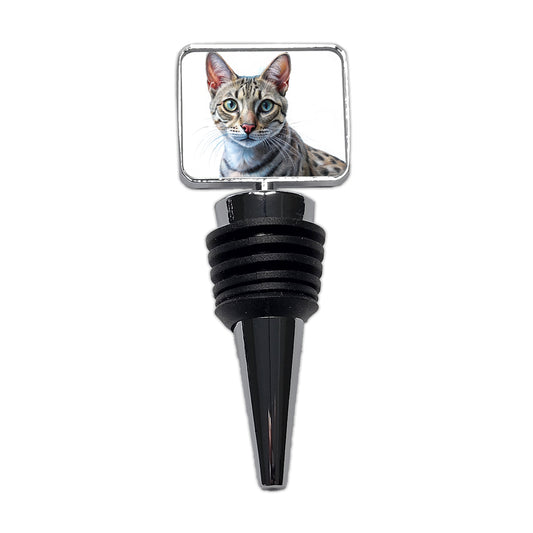 Egyptian Mau Cat Illustration Wine Bottle Stopper